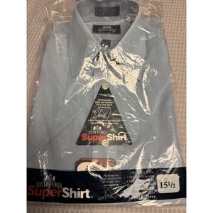 NWT Men's Dress Shirt 15.5 short sleeve Bluebell Stafford Super Shirt